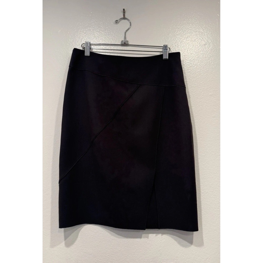 Halston Heritage Slit Skirt Size 4 Raised Stitching Goth Punk Dark Sexy Modern